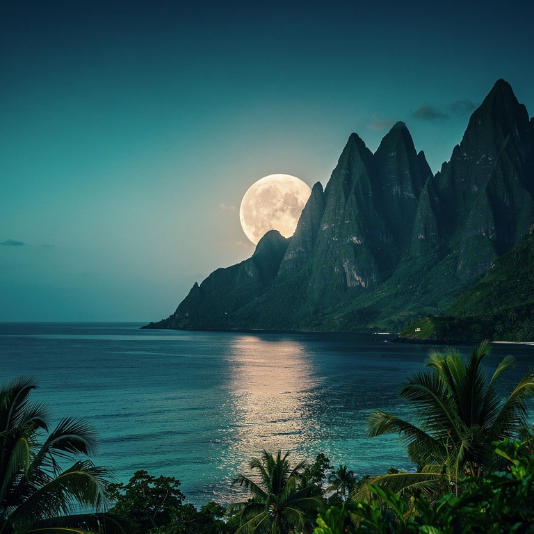 Full moon rising behind silhouetted mountain peaks | ShopAyahuascaRetreats