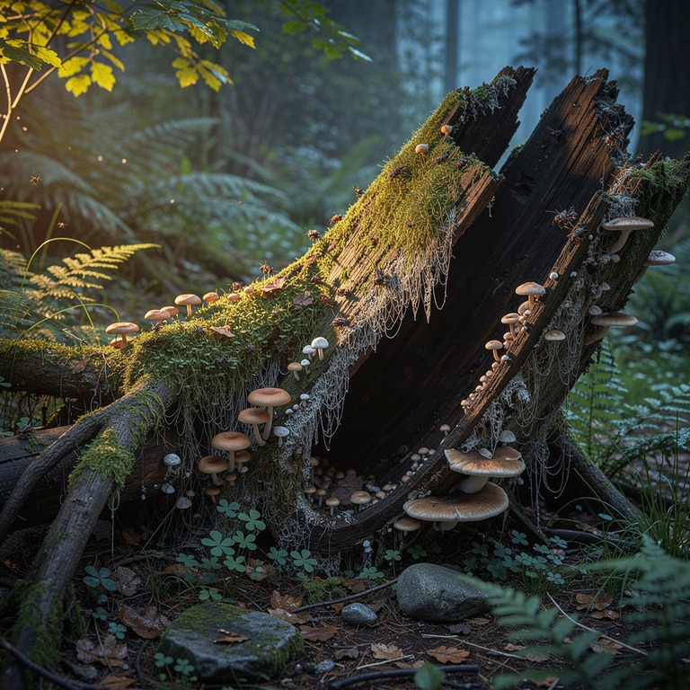 In a hidden, lush forest glade, a massive, hollowed tree tru... | ShopAyahuascaRetreats