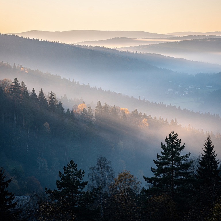 Layers of misty forested ridges fading into distance | ShopAyahuascaRetreats