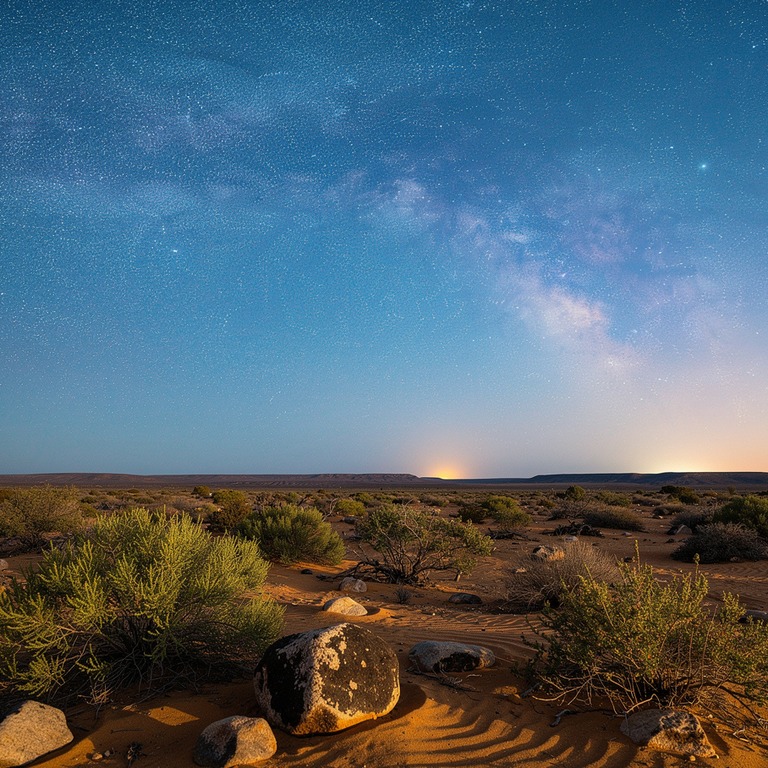 Milky Way arching over a dark desert horizon | ShopAyahuascaRetreats