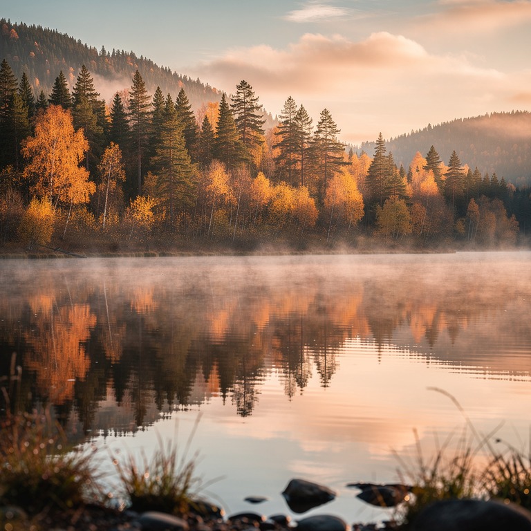 Mist rising from a calm lake, forest reflected in still wate... | ShopAyahuascaRetreats