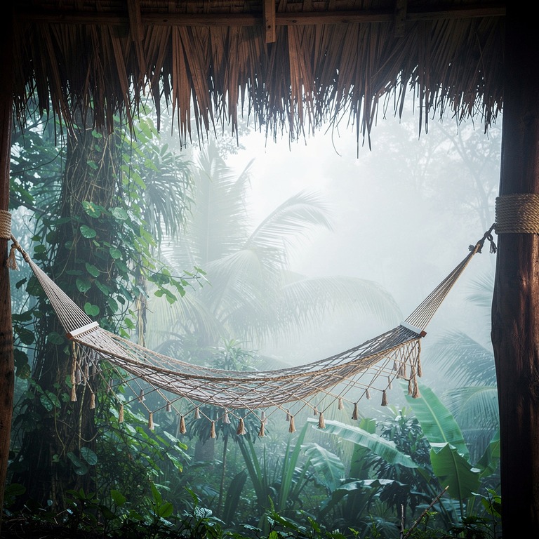 Simple hammock under a thatched palapa, jungle behind | ShopAyahuascaRetreats