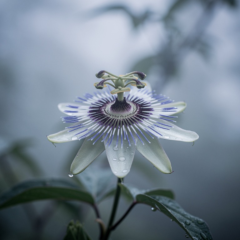 Single passion flower bloom unfolding, intricate corona deta... | ShopAyahuascaRetreats