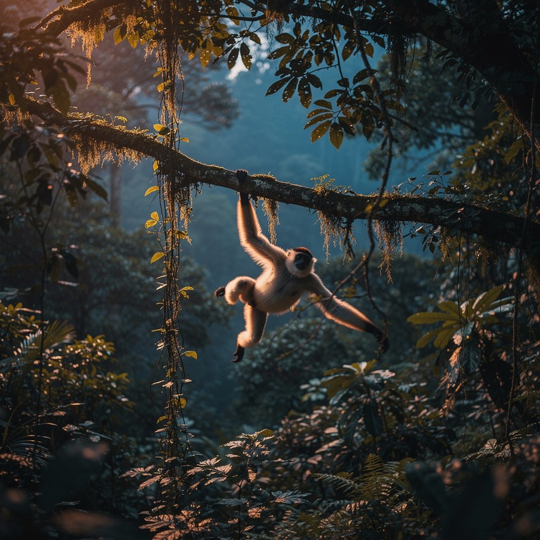Spider monkey swinging through dense canopy | ShopAyahuascaRetreats