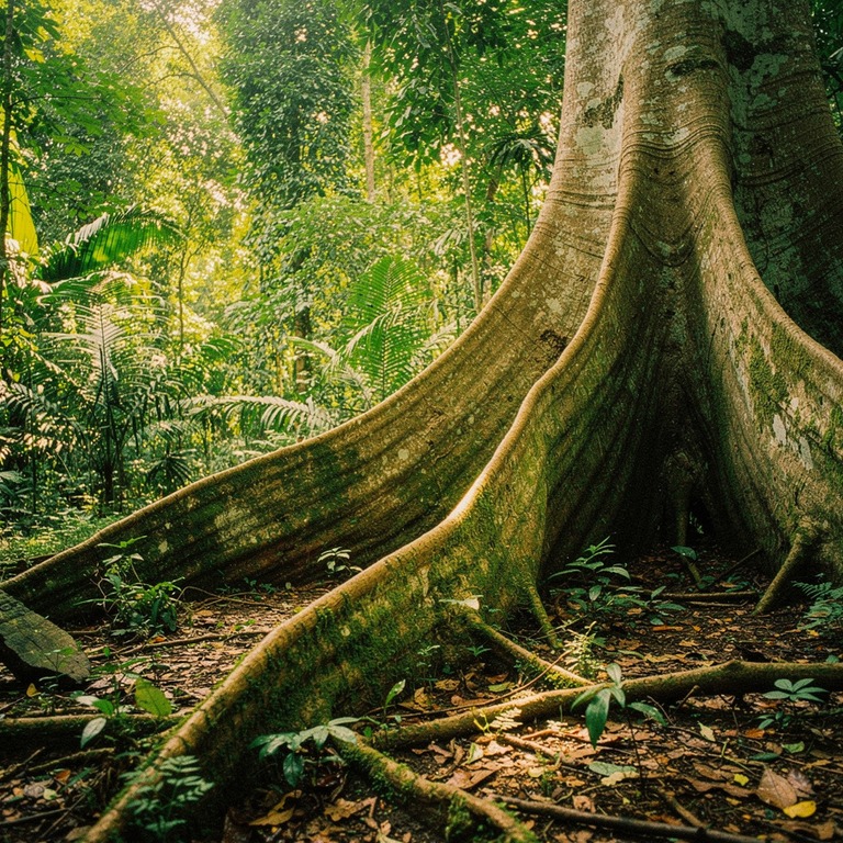 Trunk of a kapok tree with massive buttress roots at jungle ... | ShopAyahuascaRetreats